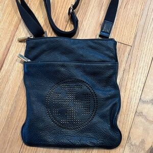 Black Pebble Leather Tory Burch Crossbody Bag